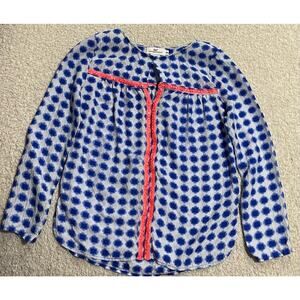 Vineyard Vines Silk Sequin Tunic Womens  XXS Long Sleeve Blouse Blue White Pink